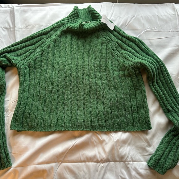 American Eagle Outfitters Teal Ribbed Turtleneck Sweater - Picture 2 of 4